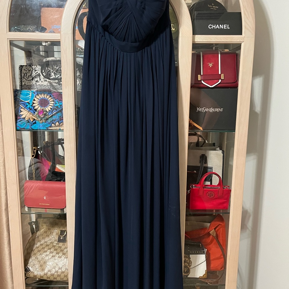 Jenny Yoo Strapless Midnight Blue Gown
